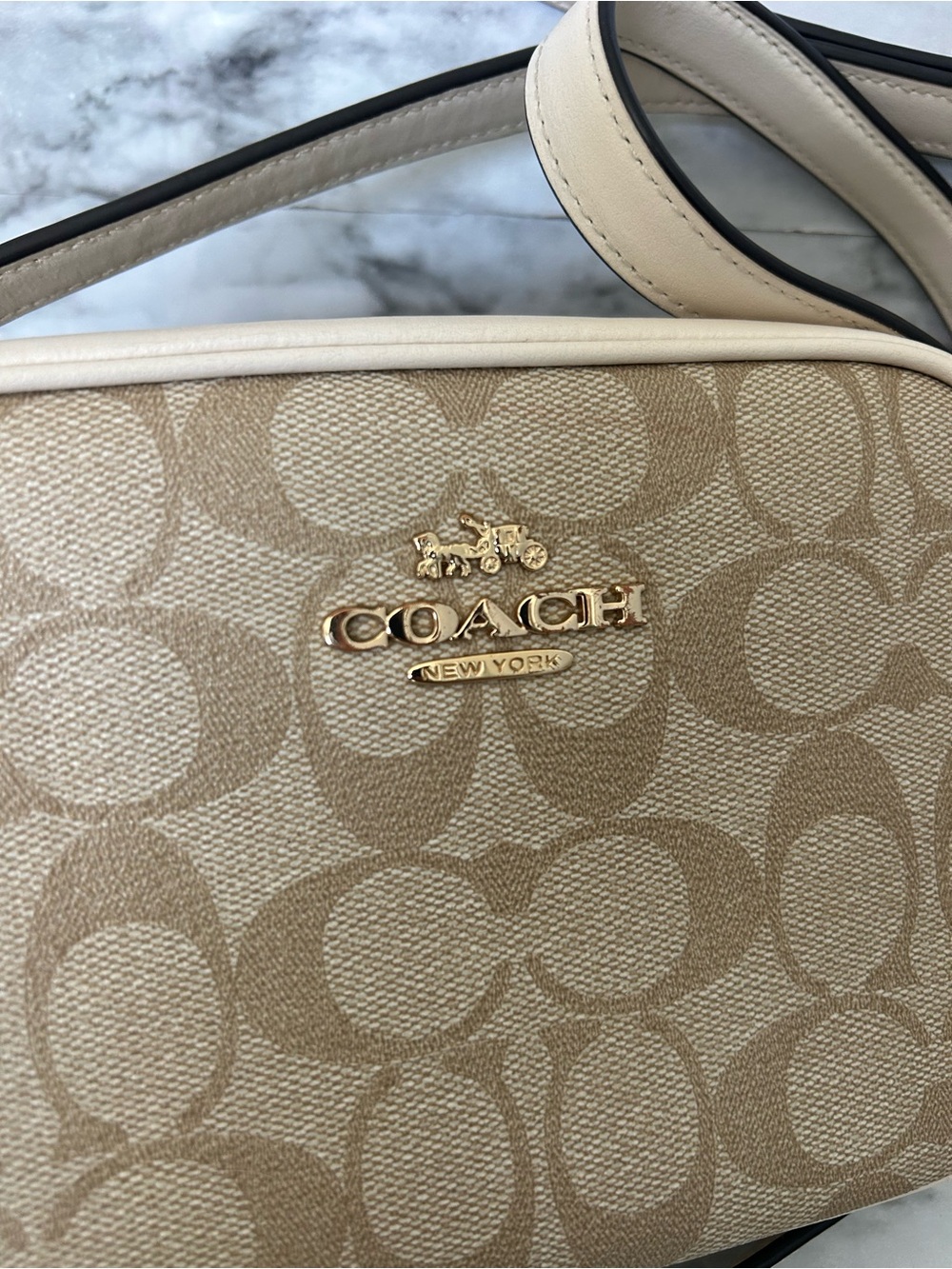Coach Mini Jamie Camera Bag In Signature Canvas in light khaki / chalk white - Picture 3 of 11